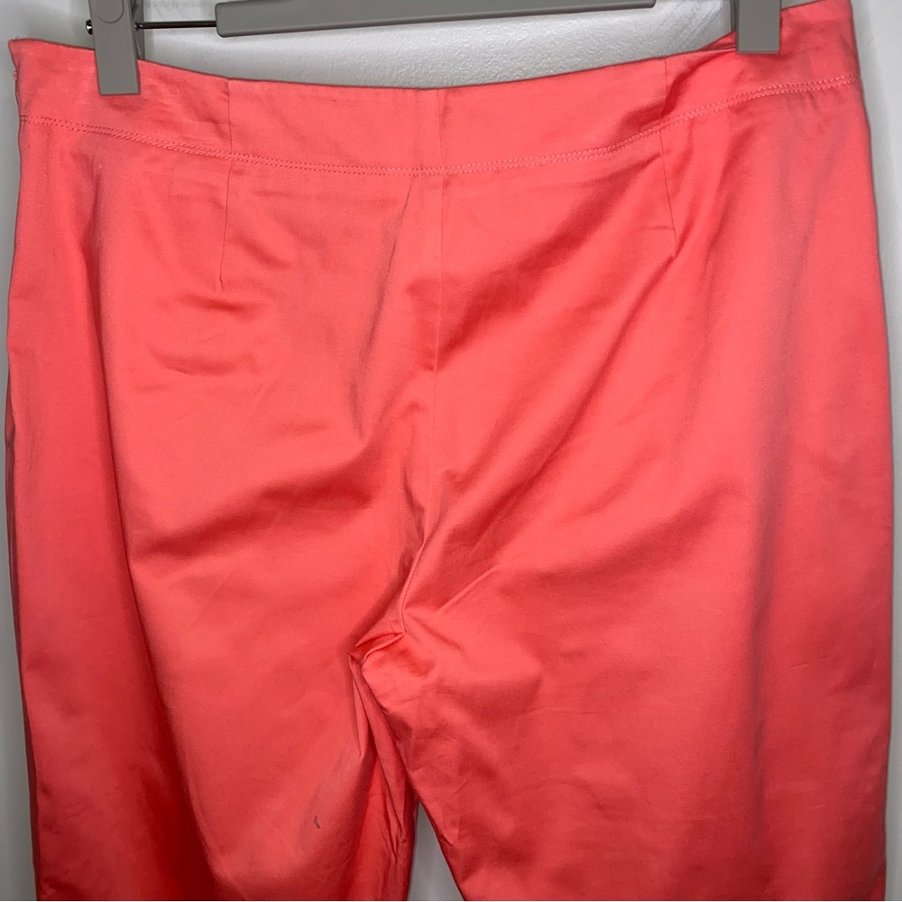 Guy Harvey coral pink stretch cotton poplin flat front crop capri pants size 14 - Picture 3 of 6